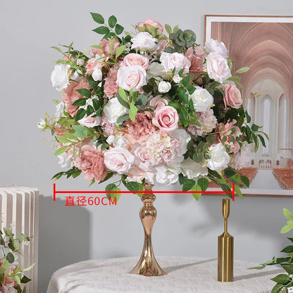 Uflower Pink Rose Artificial Ball Table Centerpiece for Event Decor Silk Flowers