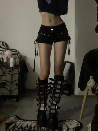 Skinny Lace-up Streetwear Grunge Leisure