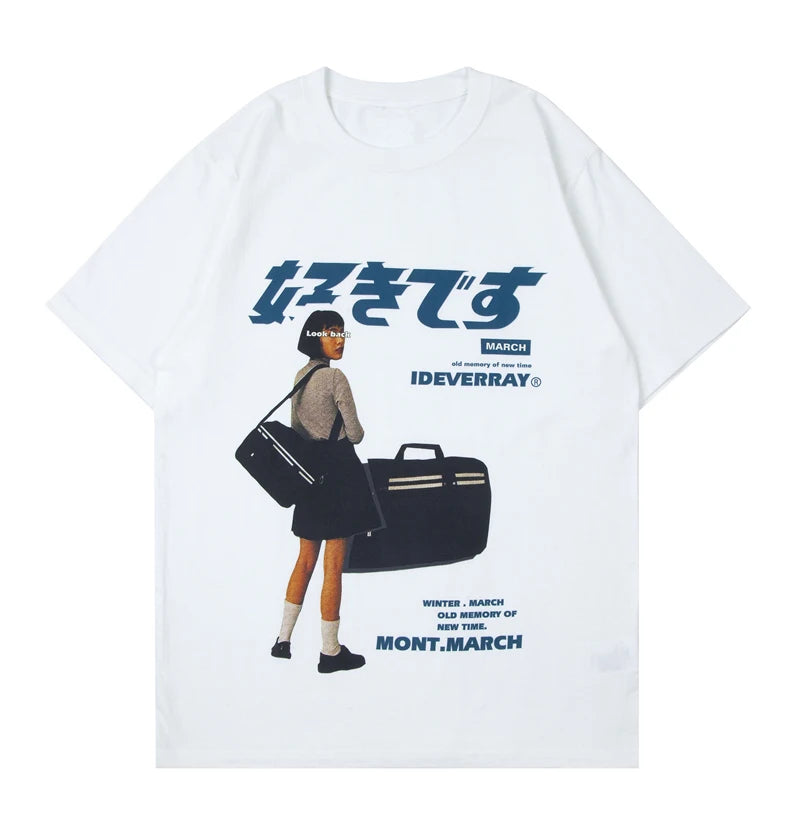 Harajuku Oversized Kanji Print Girl T-shirt