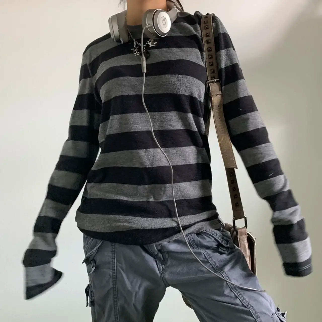 Y2K Aesthetic Stripped Pattern Gothic Long Sleeve