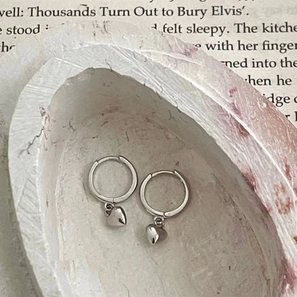 925 Hoop Heart Sterling Simple Earrings