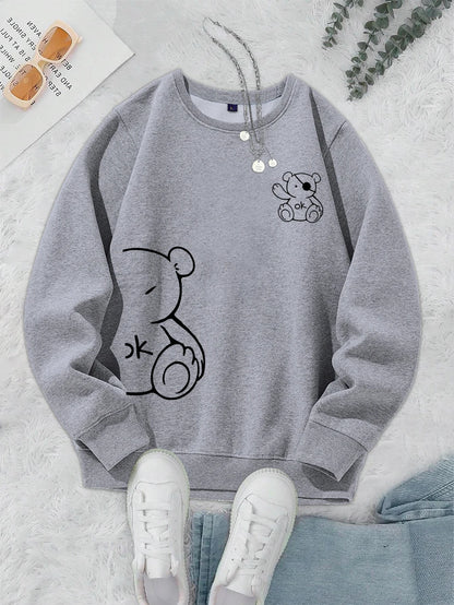 Kawaii Teddy Printed Sweatshirt