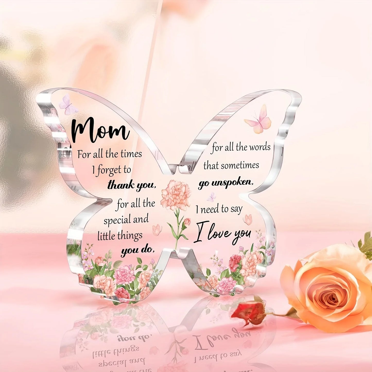Plastic Engraved Mother's Day Butterfly Display