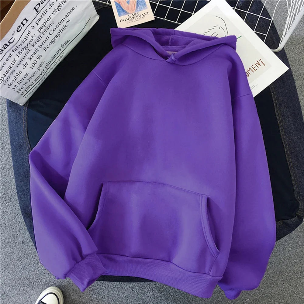 Autumn Winter Fleece Casual Solid Color Sweatshirt