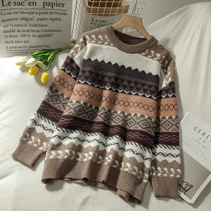 Autumn Japanese Jacquard Pullover Knitted Sweater