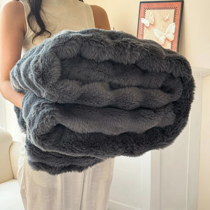 1 Piece Double-Layer Large Rabbit Fur High Quality Blanket