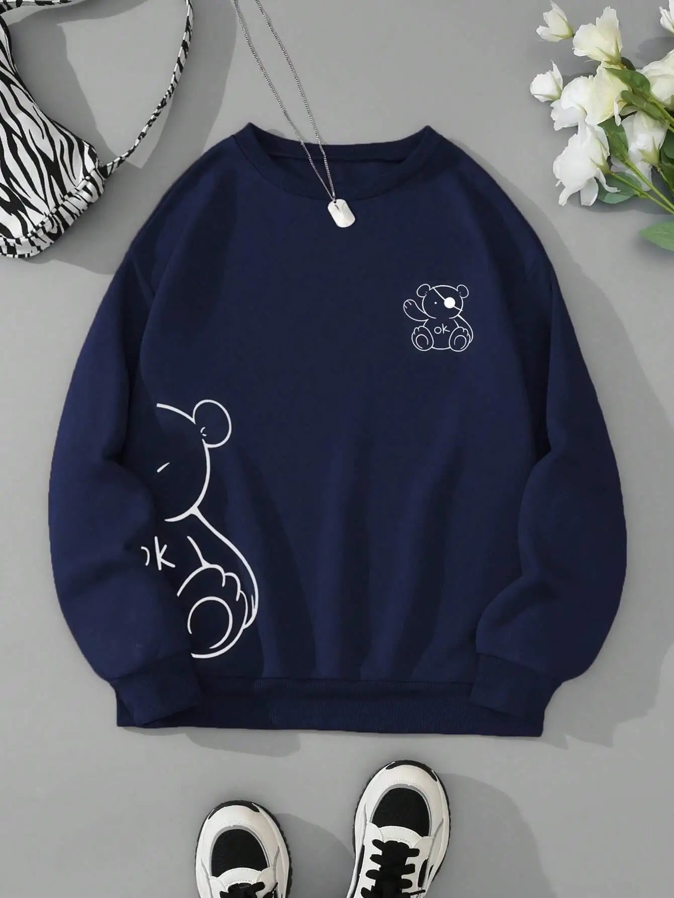 Kawaii Teddy Printed Sweatshirt