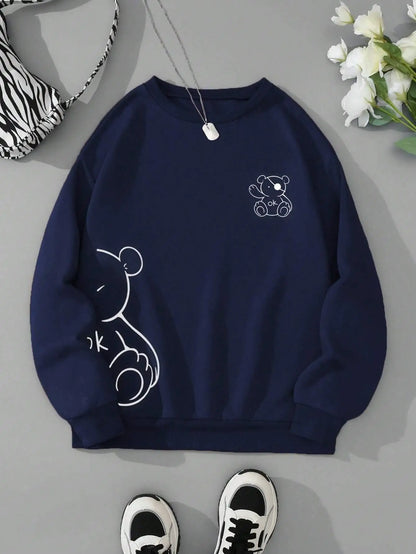 Kawaii Teddy Printed Sweatshirt