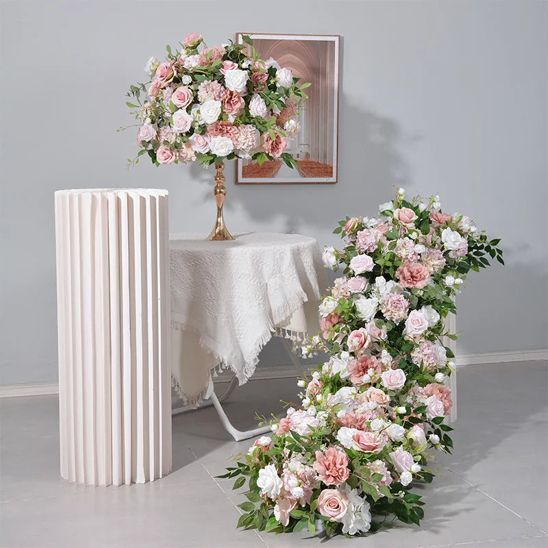 Uflower Pink Rose Artificial Ball Table Centerpiece for Event Decor Silk Flowers