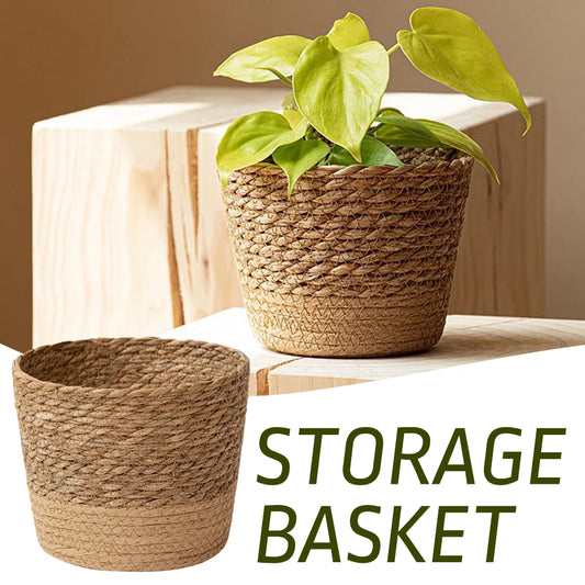 Straw Flower Pot Rattan Storage Basket