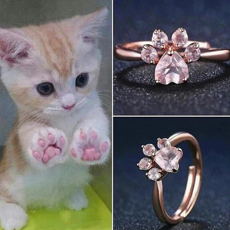 Small Cat Claw Rose Gold Crystal Ring