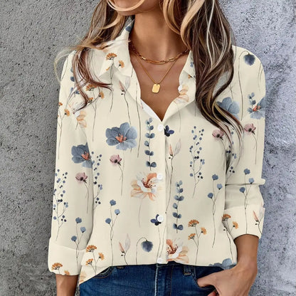 Women's Multicolor Floral Print Blouse Casual Summer Top Elegant Coffee Date Weekend Brunch Park Stroll Fashion Blouse