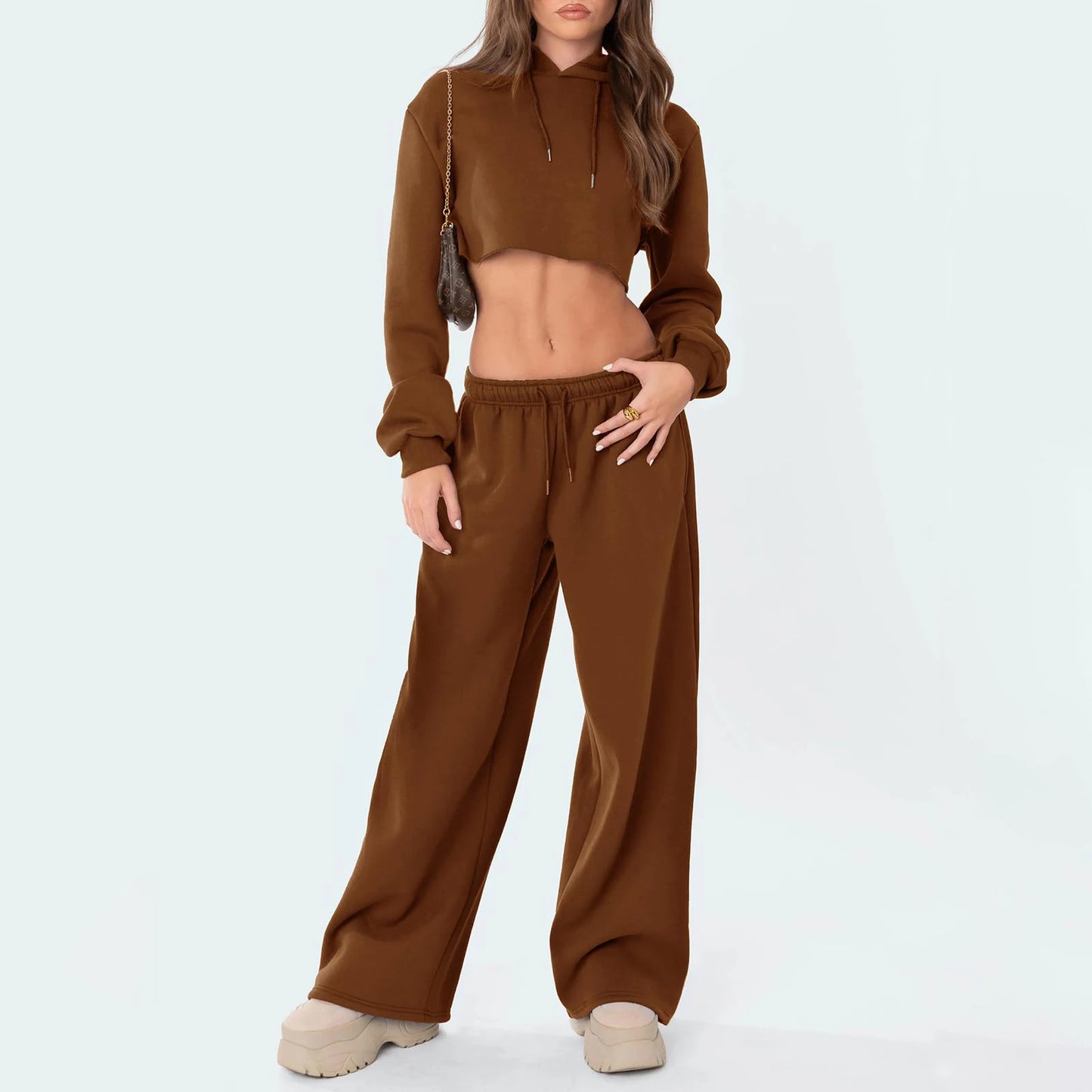 Fashion Comfy Solid Color Drawstring Women Joggers