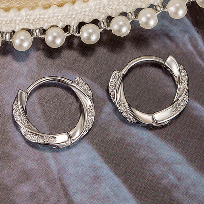 Sterling 925 Silver Zircon Unique Hoop Design Earrings