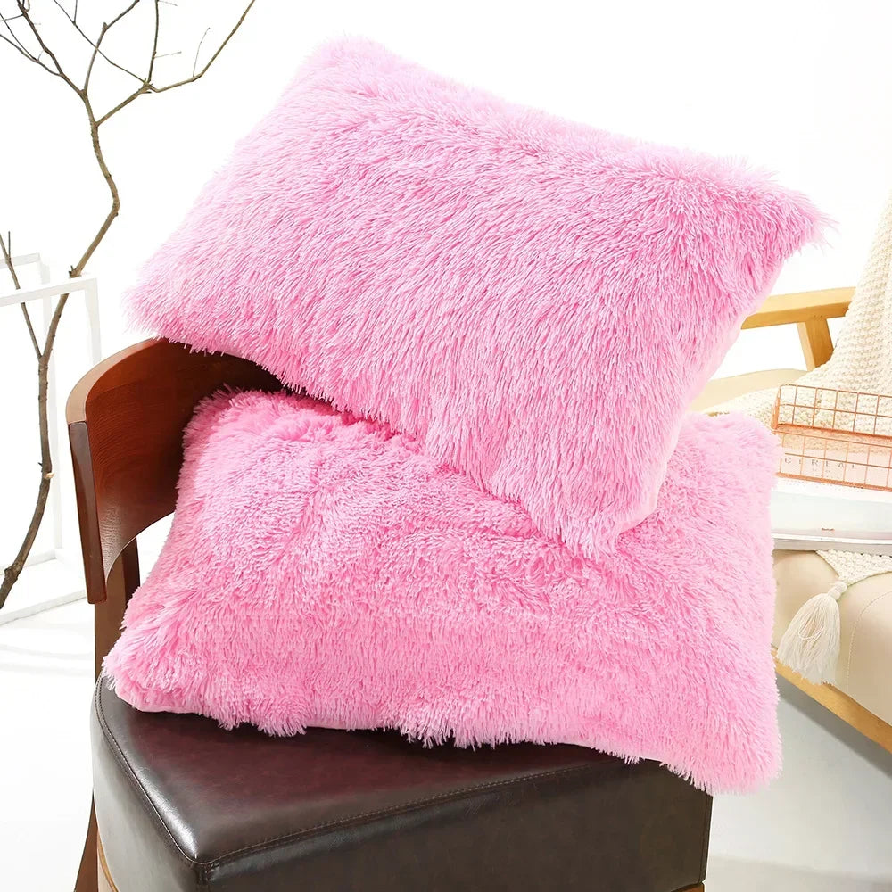 1pc Soft Fur Multi-Colored Pillow Covers