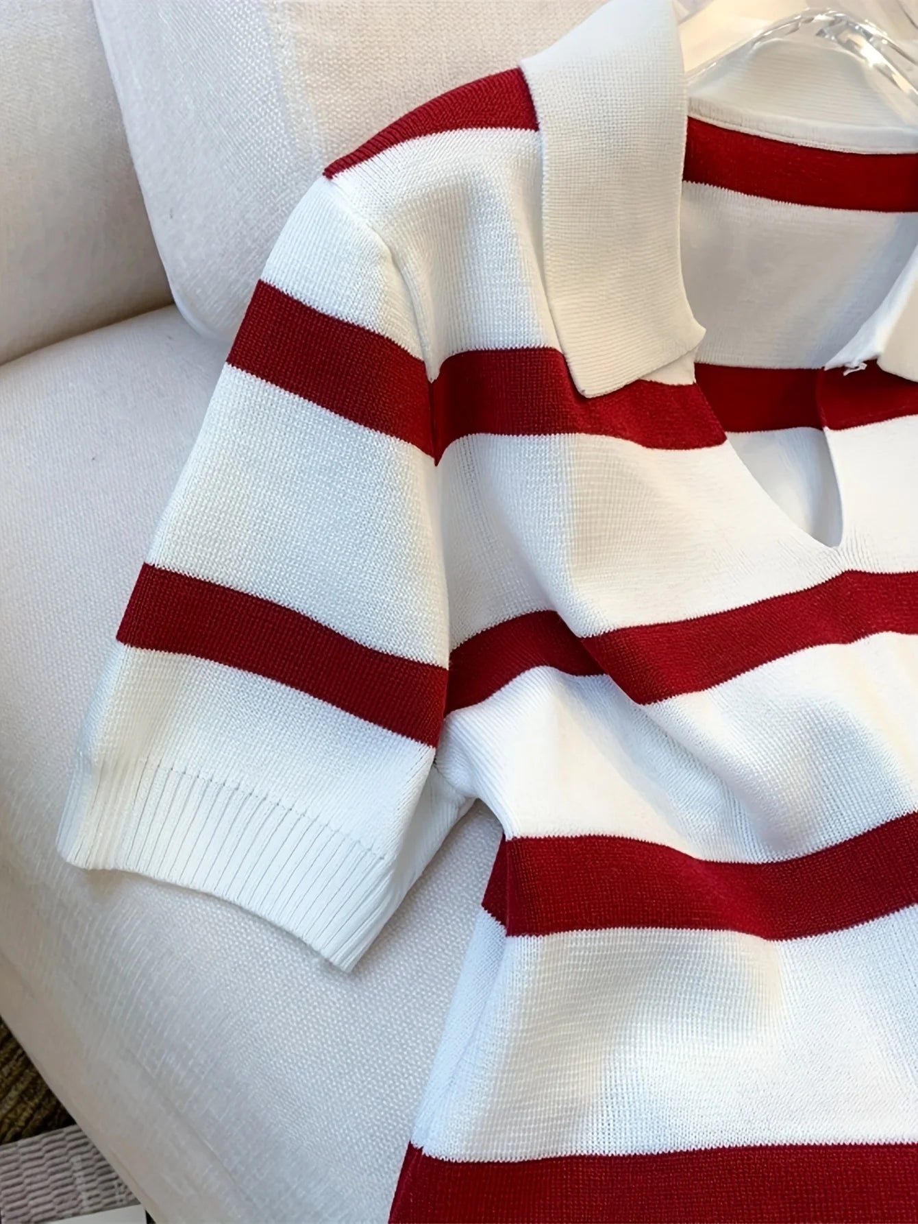 Stripped Versatile Knitted Collared Top