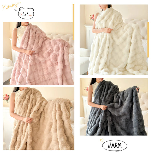 1 Piece Double-Layer Large Rabbit Fur High Quality Blanket