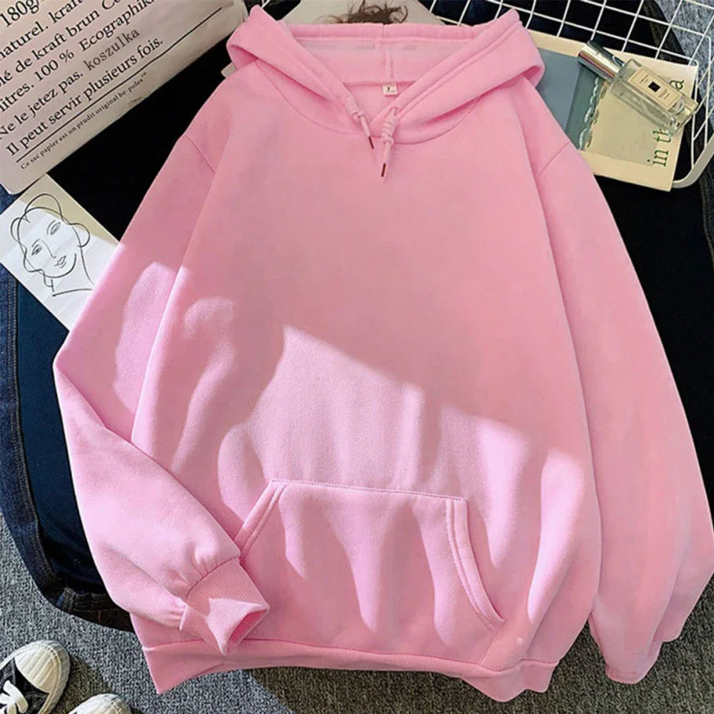 Autumn Winter Fleece Casual Solid Color Sweatshirt