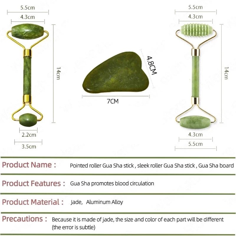 Gua Sha Jade Massage Roller Set
