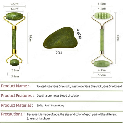 Gua Sha Jade Massage Roller Set