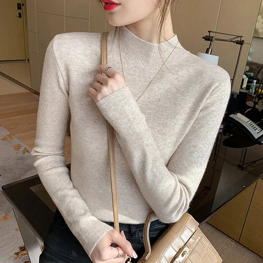 Turtleneck Sweater Fashion Stretch Knitted Top