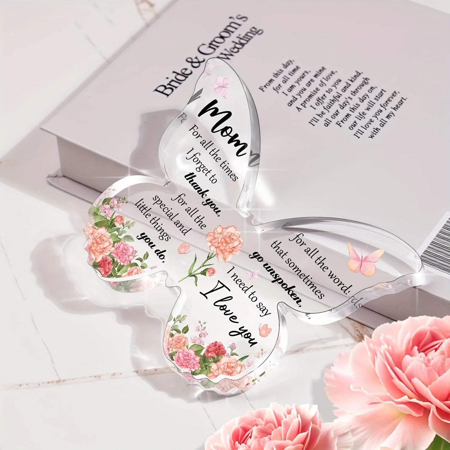 Plastic Engraved Mother's Day Butterfly Display