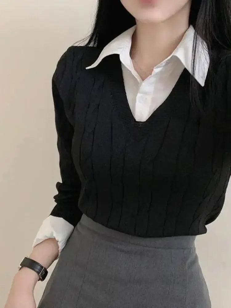 Fashion Winter Knitted Casual V-Neck Jumper Pullover