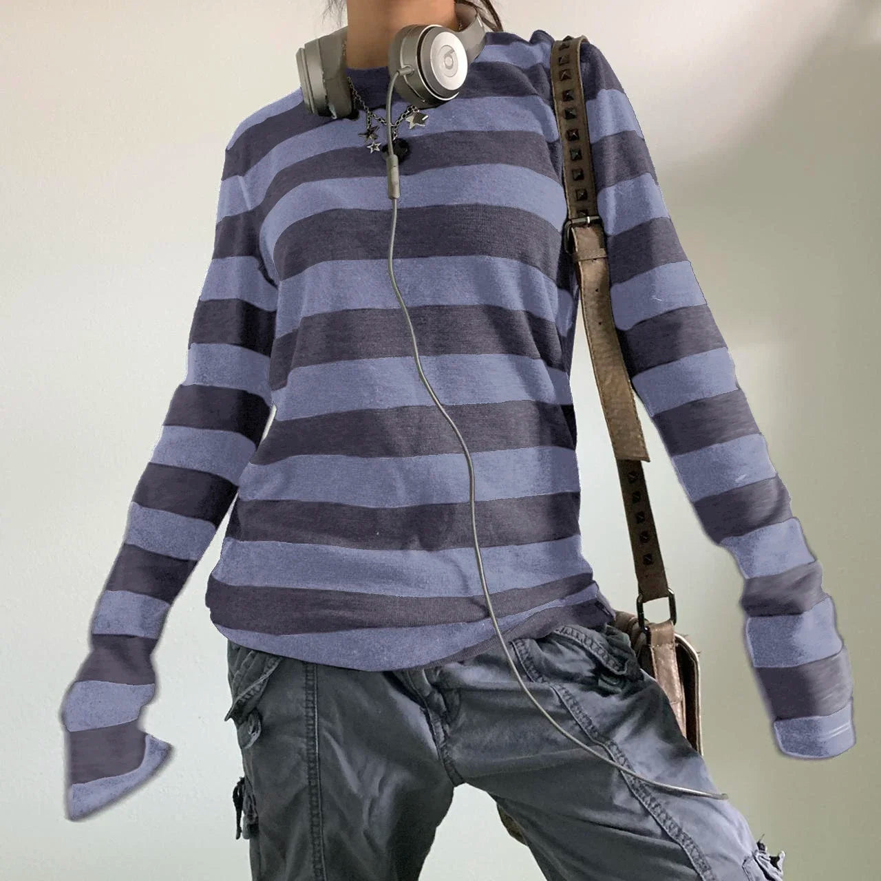 Y2K Aesthetic Stripped Pattern Gothic Long Sleeve