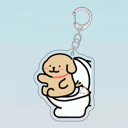 Dog Puppy Toilet Hanging Keychain