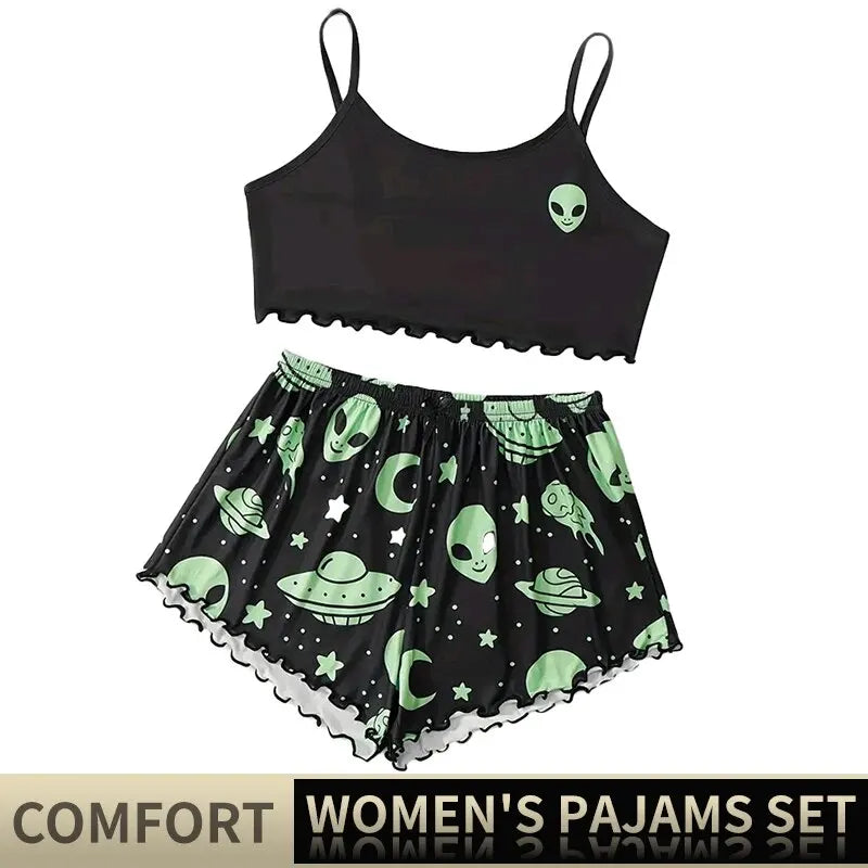 Camisole Comfy Alien Stars Pajama Set