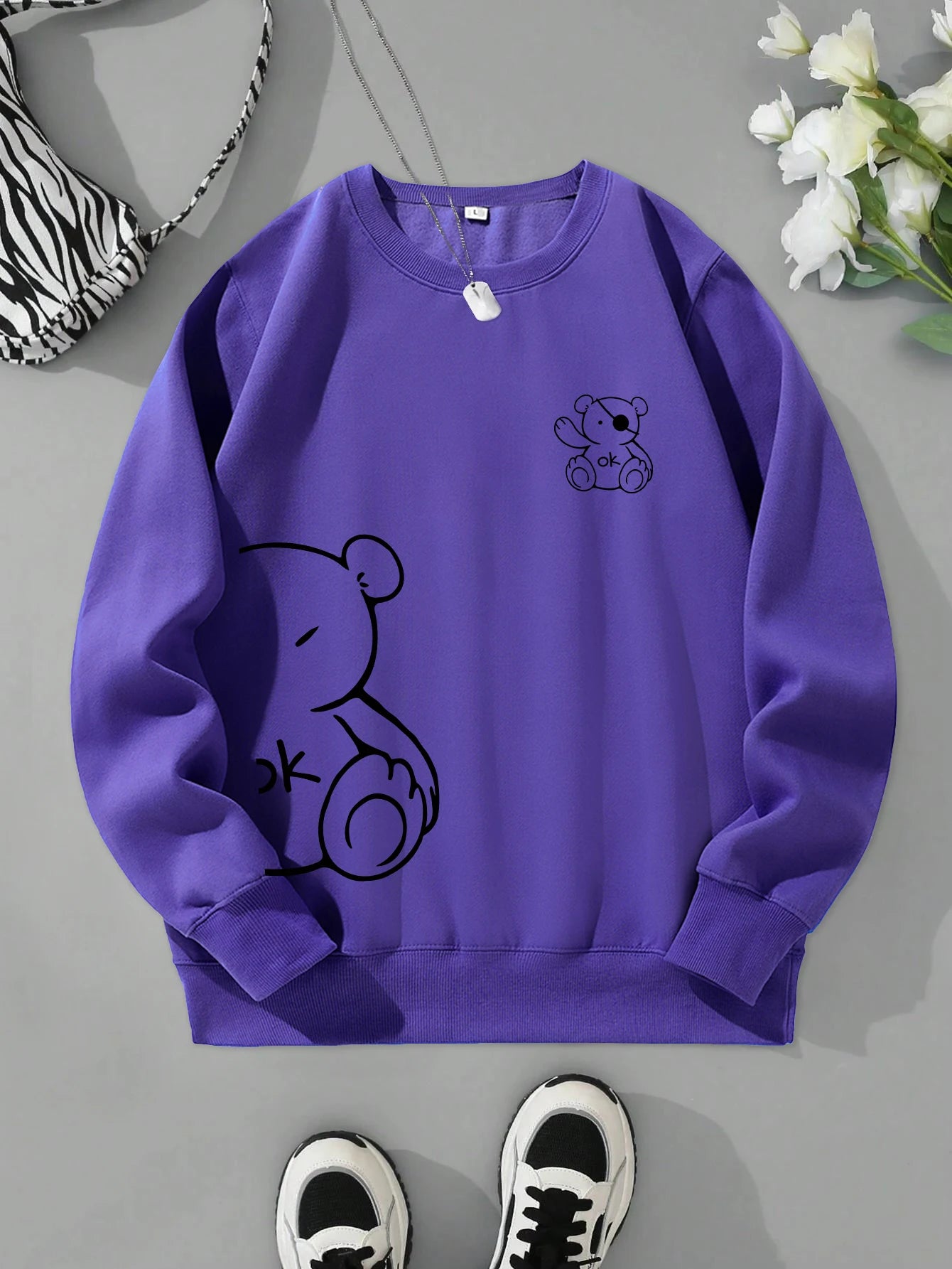 Kawaii Teddy Printed Sweatshirt