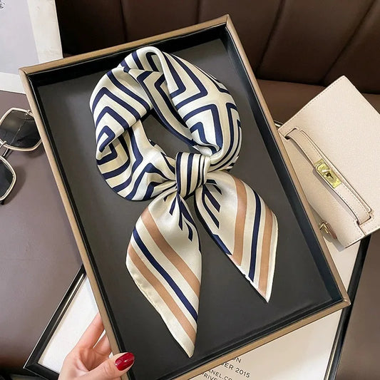 Multi-Colored Stripped Shaped Silk Scarf